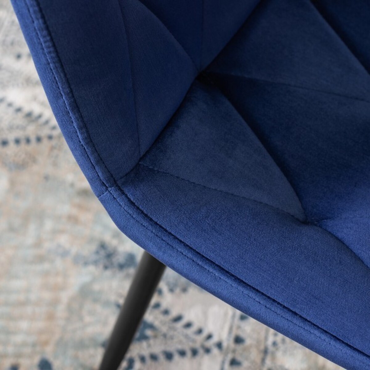 Krzesło Tapicerowane Welurowe Kuchenne Do Jadalni Salonu Loft Granat ROBIN