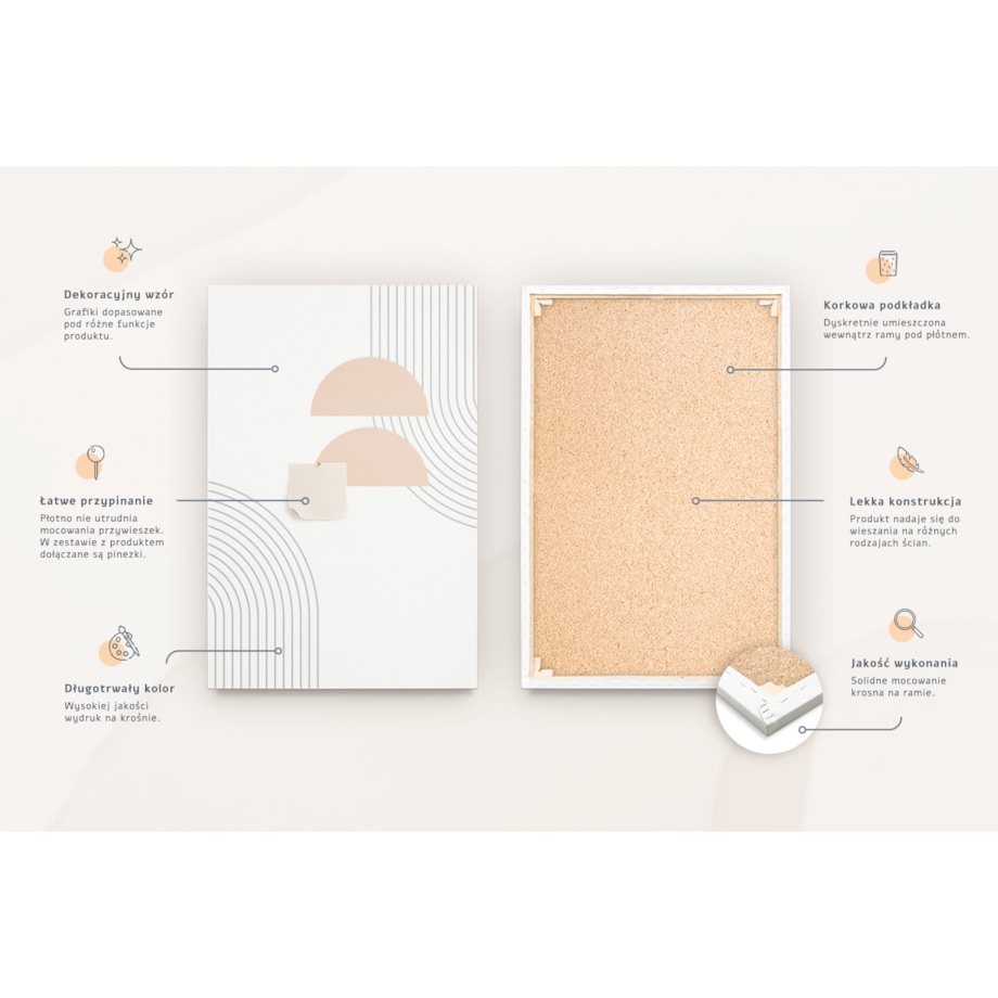 Tablica korkowa Zwierzątka 100x70cm - drewniane pinezki