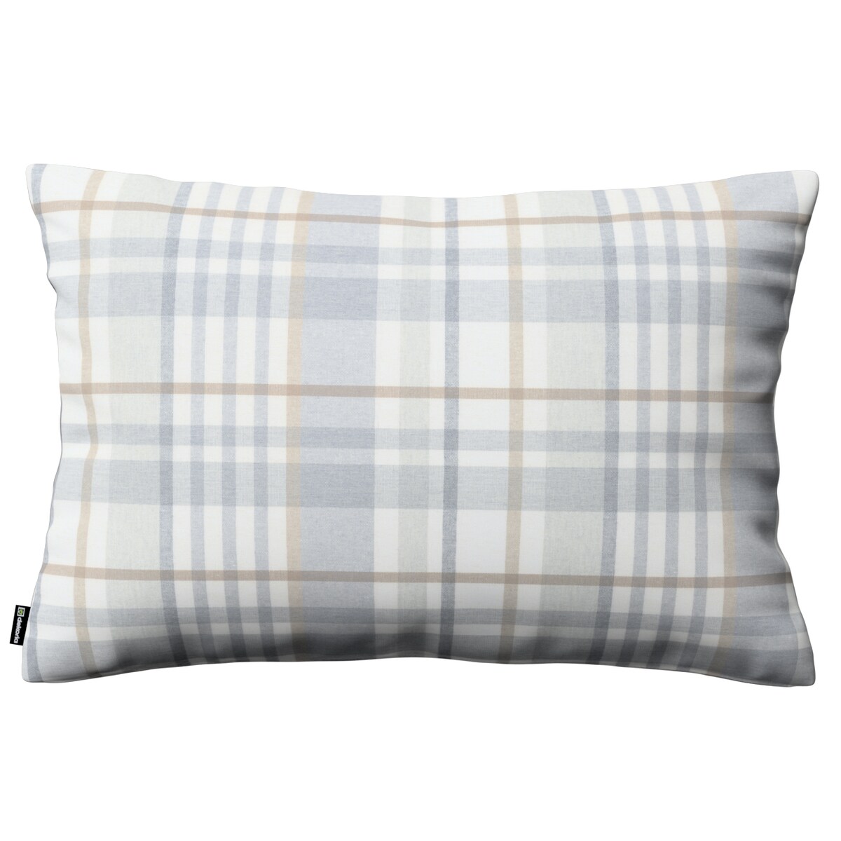 Poszewka Kinga na poduszkę prostokątną 60x40 kratka beżowo-szary melanż