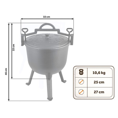 Garnek emaliowany kociołek żeliwny Berdsen BD-481 emaliowany 8L na ognisko grill +przepisy