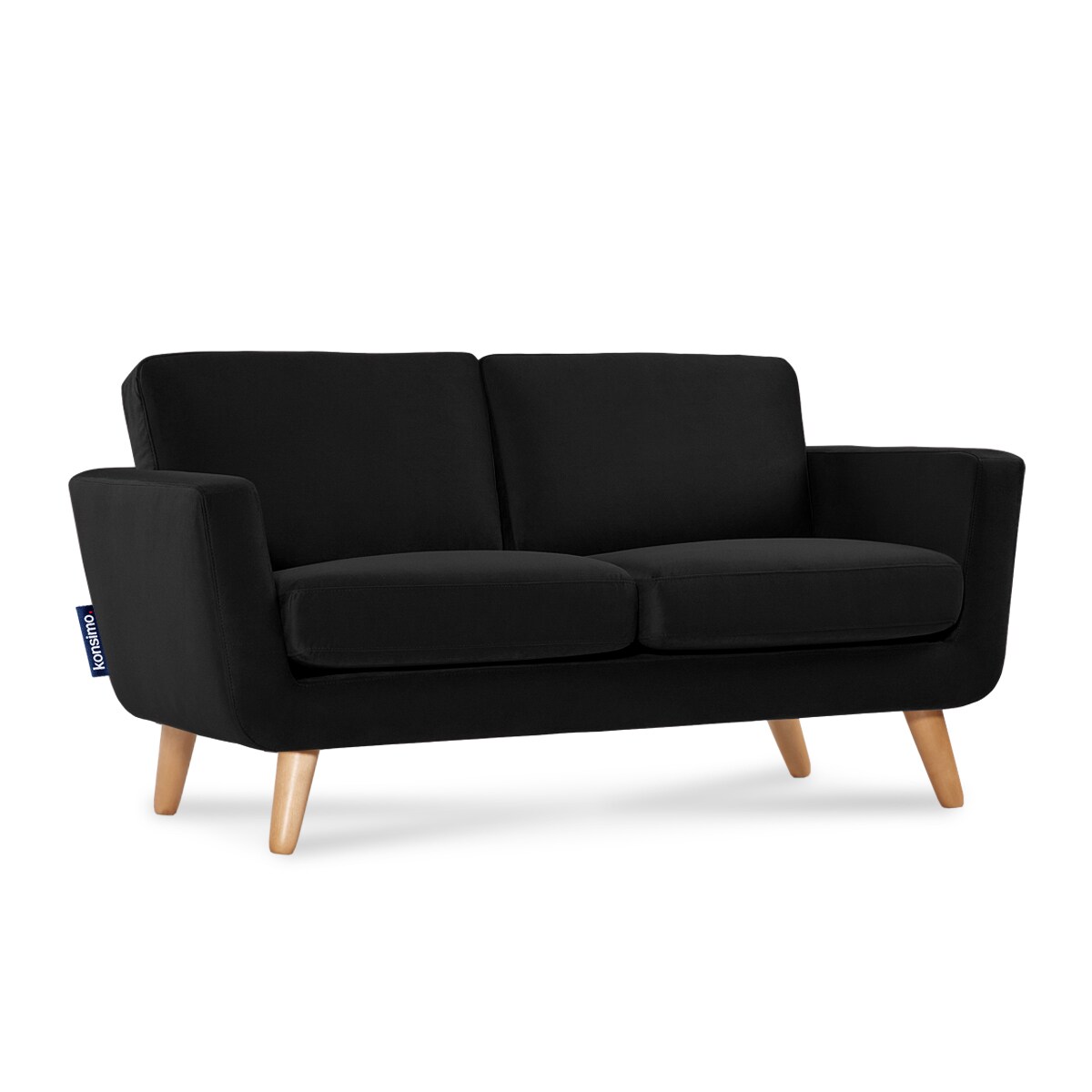 KONSIMO TAGIO Czarna skandynawska sofa 2-osobowa