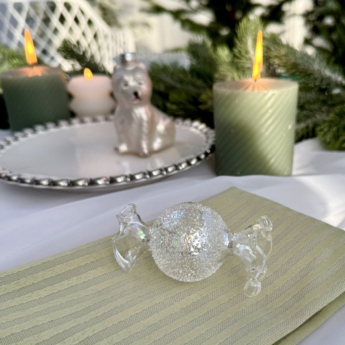 VILLA ITALIA Bombka szklana CUKIEREK przezroczysty 8 cm