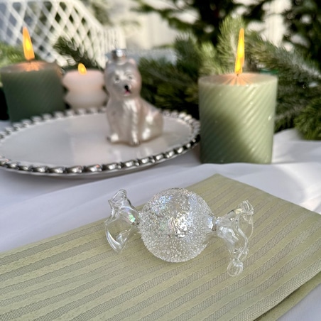 VILLA ITALIA Bombka szklana CUKIEREK przezroczysty 8 cm