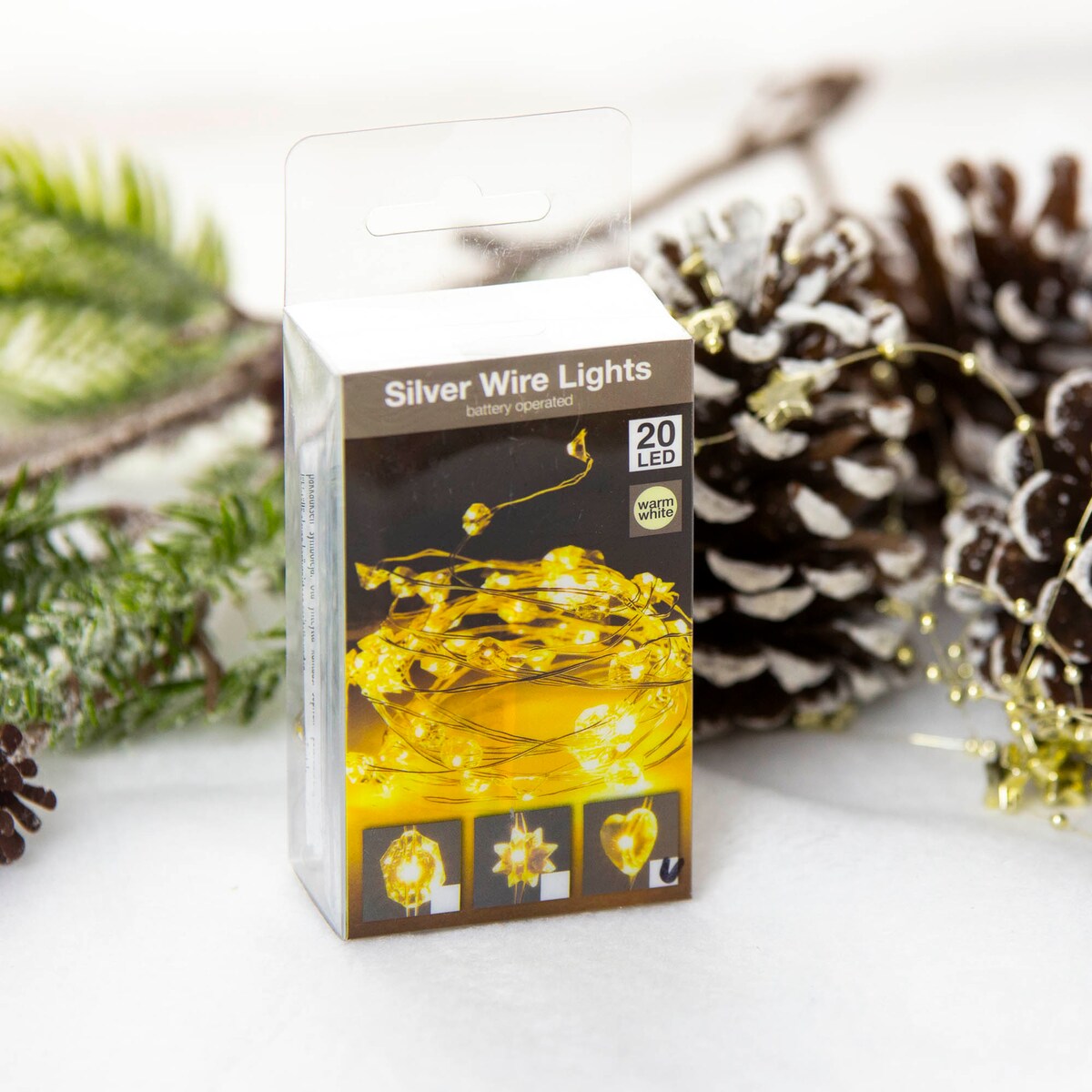 Lampki Druciki 20 Led Na Baterie Boże Narodzenie Ciepły Biały 95 Cm Serca