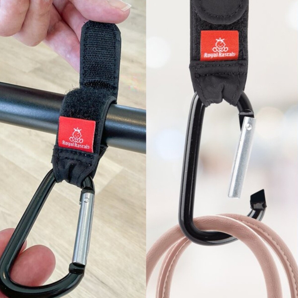 Karabińczyk do wózka, zestaw 2 szt., czarny, Royal Rascals