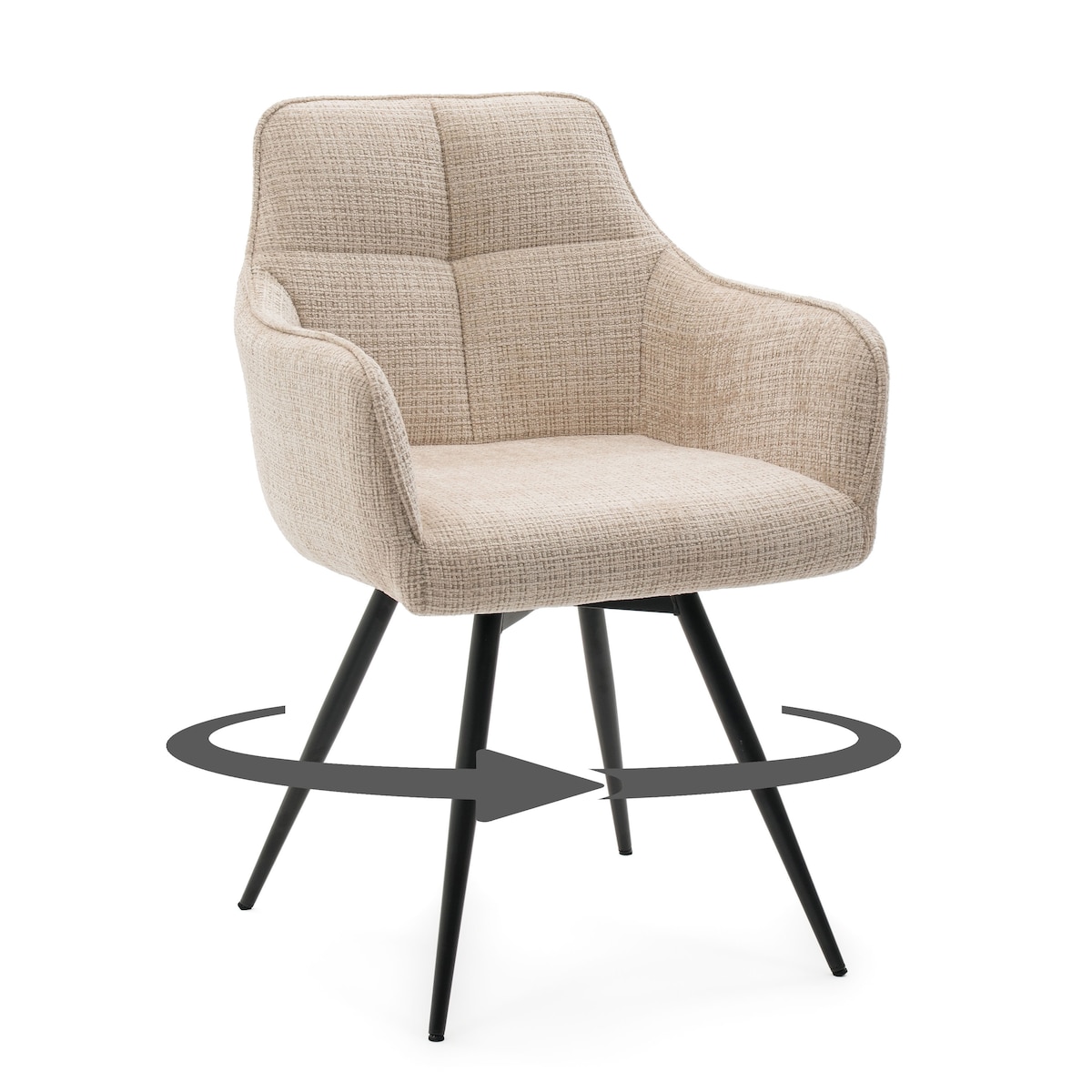 Krzesło tapicerowane obrotowe szenilowe do salonu QUATTRO jasnobeżowe