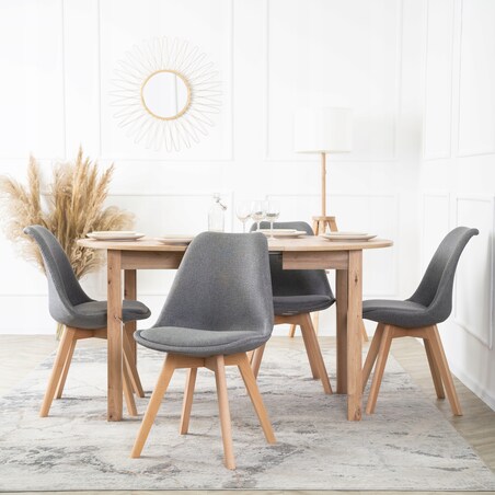 Krzesło Tapicerowane Skandynawskie Do Jadalni Kuchni Szare Dąb Nogi NEVEL
