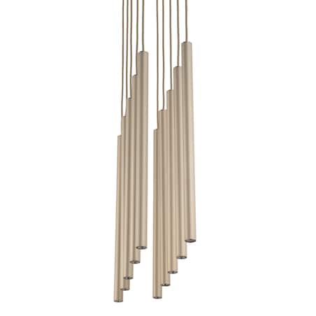 Lampa Wisząca Tk Lighting Ferro Na Listwie Beżowa Szampański Ryflowana Metalowa Tuba Sopel Rurka 10X G9