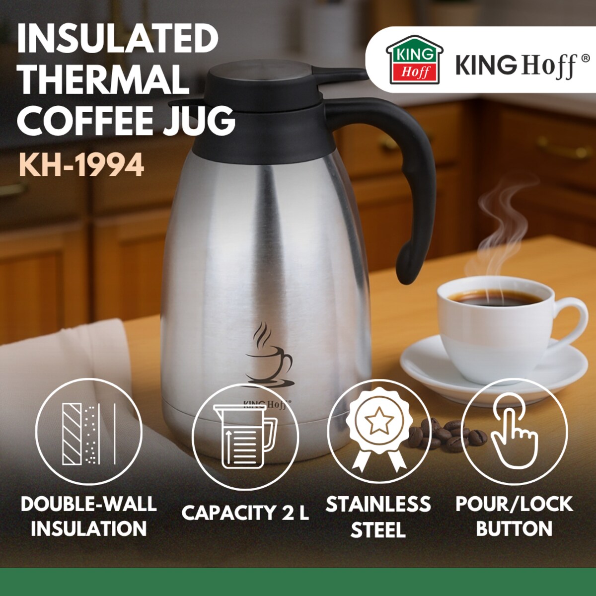 Kinghoff termos na kawę i herbatę 2l 63232