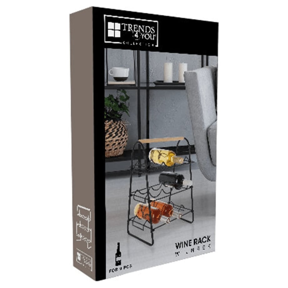 Stojak na wino loft, metalowy