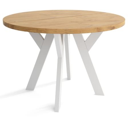 Stół okrągły nierozkładany 90 - Dąb lancelot + n. białe