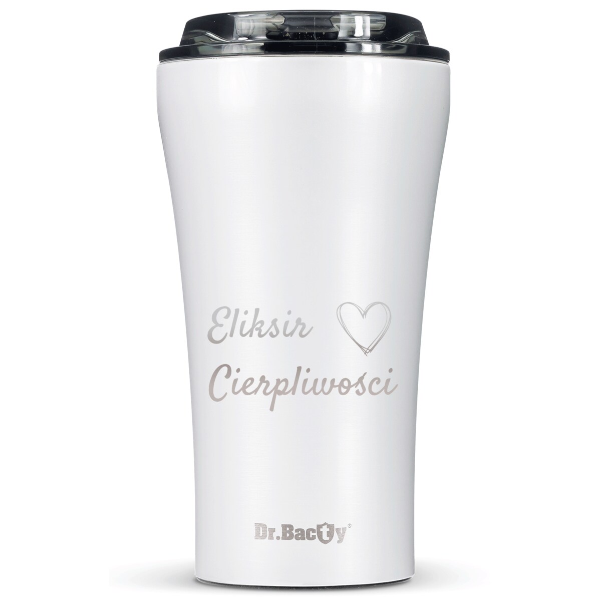 Kubek termiczny na kawę Dr.Bacty Apollo 2.0 - Eliksir cierpliwości - 360 ml - Glossy White