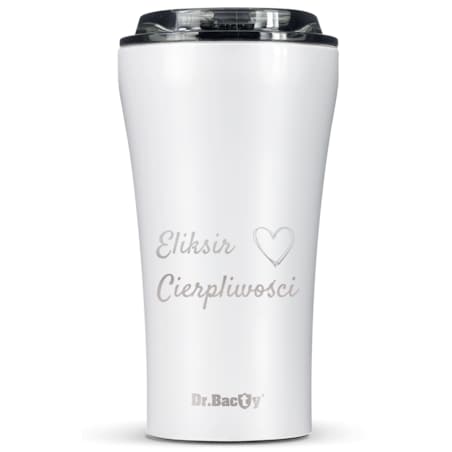 Kubek termiczny na kawę Dr.Bacty Apollo 2.0 - Eliksir cierpliwości - 360 ml - Glossy White
