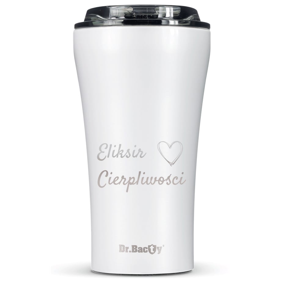 Kubek termiczny na kawę Dr.Bacty Apollo 2.0 - Eliksir cierpliwości - 360 ml - Glossy White