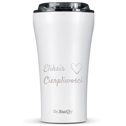 Kubek termiczny na kawę Dr.Bacty Apollo 2.0 - Eliksir cierpliwości - 360 ml - Glossy White
