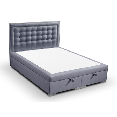Łóżko tapicerowane BALFORD 140x200 z pojemnikiem, Niebieskoszary, tkanina Megan 360