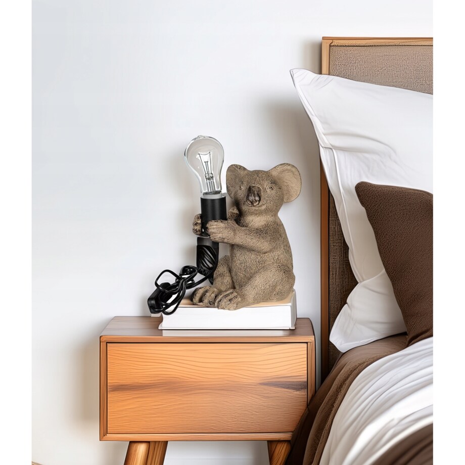 LAMPA MIŚ KOALA STOŁOWA BIURKOWA NOCNA E27 szara 22cm boho dekoracyjna