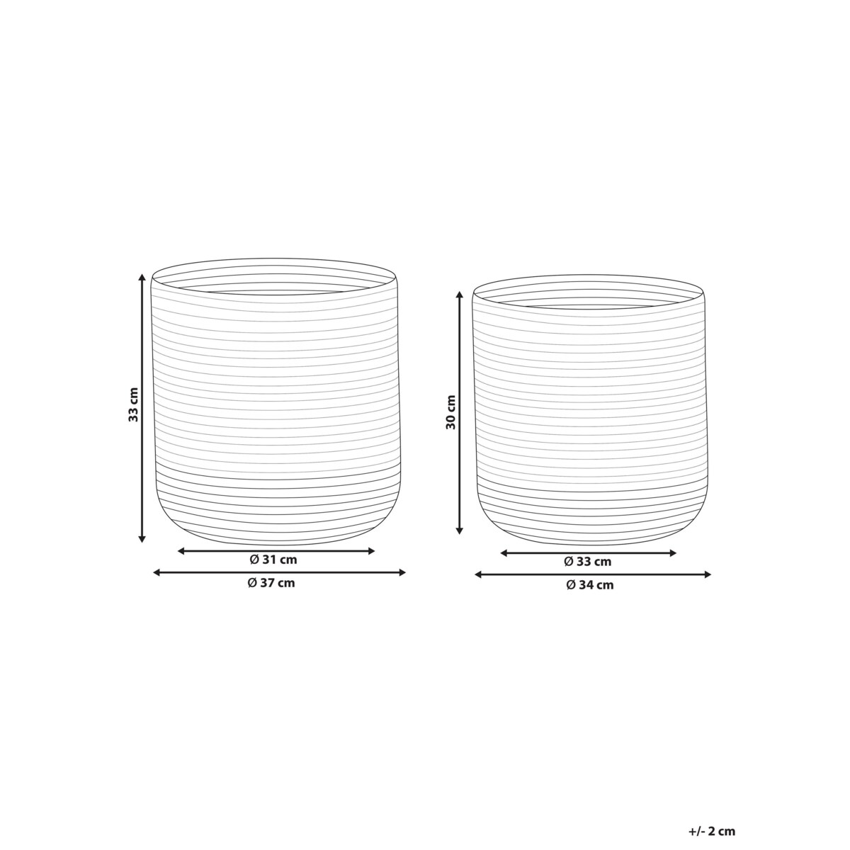 Zestaw 2 koszy jutowych beżowo-biały BULANIK