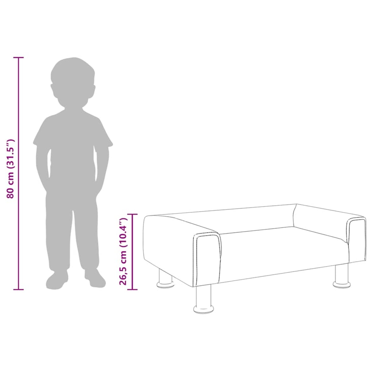 vidaXL Sofa dla dzieci, ciemnoszara, 70x45x26,5 cm, aksamit