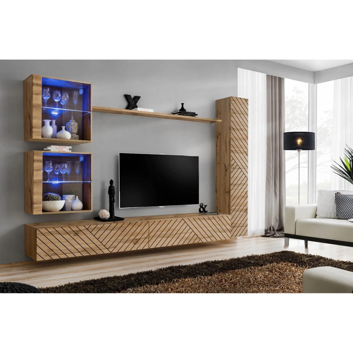 Meblościanka SWITCH LAMEL XVIII dąb wotan