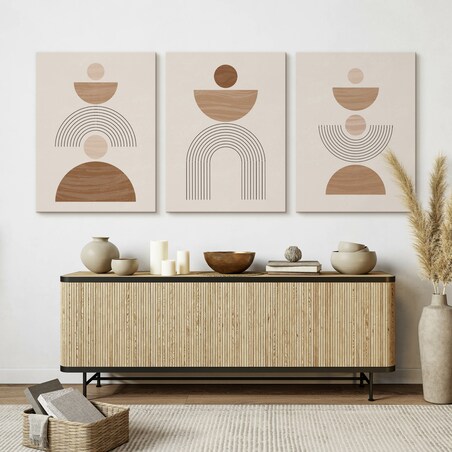 OBRAZY NA ŚCIANĘ SET MINIMALISTYCZNY WZÓR STYL BOHO ABSTRAKCJA 90x40cm