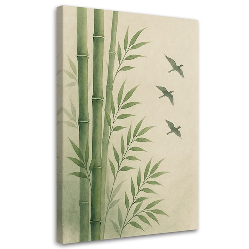 Feeby Obraz na płótnie, Bambusy Liście Akwarela 80x120