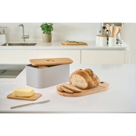 Chlebak puszka z bambusową pokrywką, 30 x 18 x 13 cm