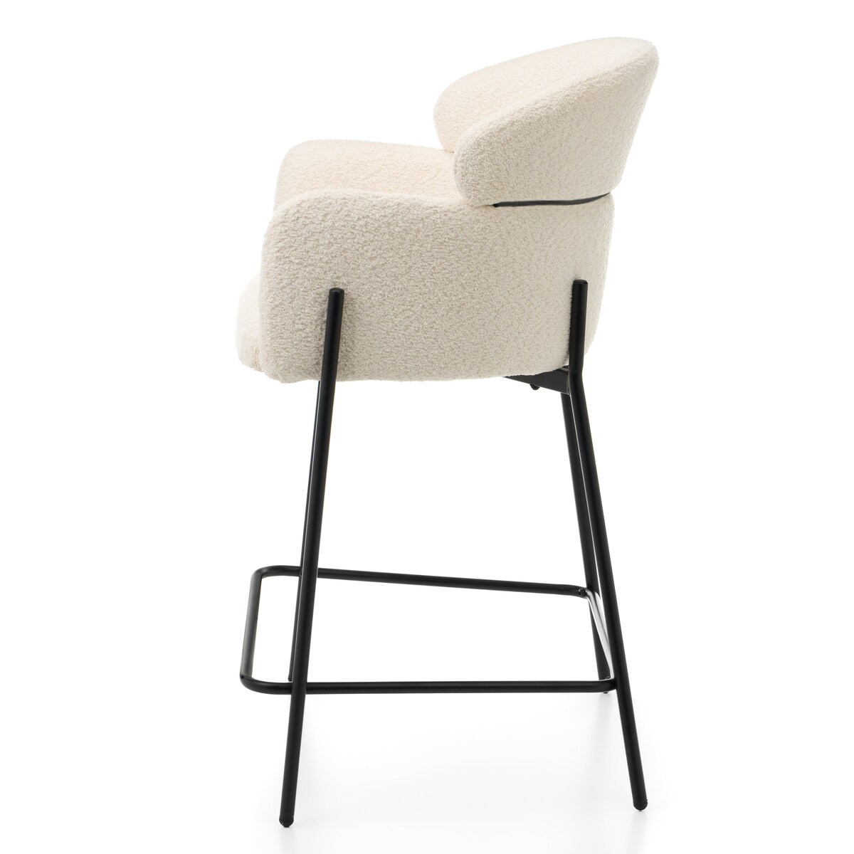 Hoker tapicerowany boucle do salonu BOLZANO jasnobeżowy ecru