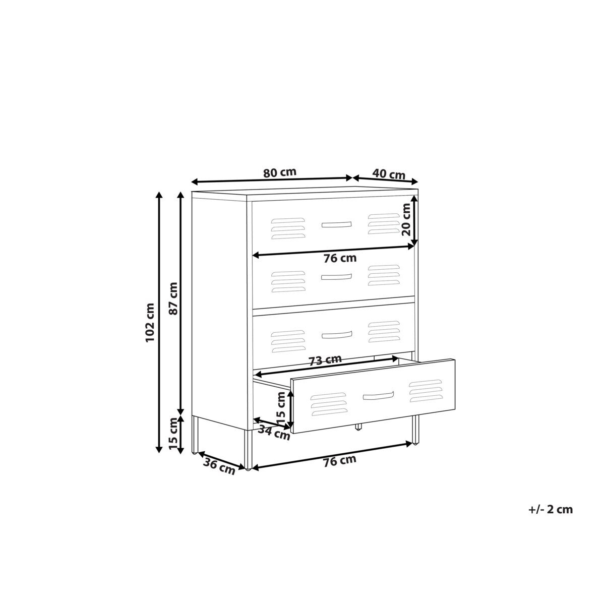 Komoda metalowa zielona ENAGO