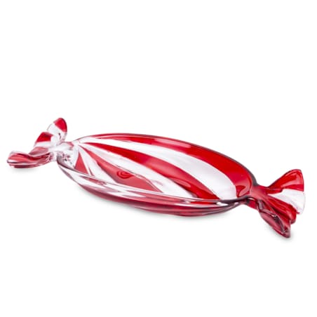 Patera szklana w czerwone pasy 23,5 cm