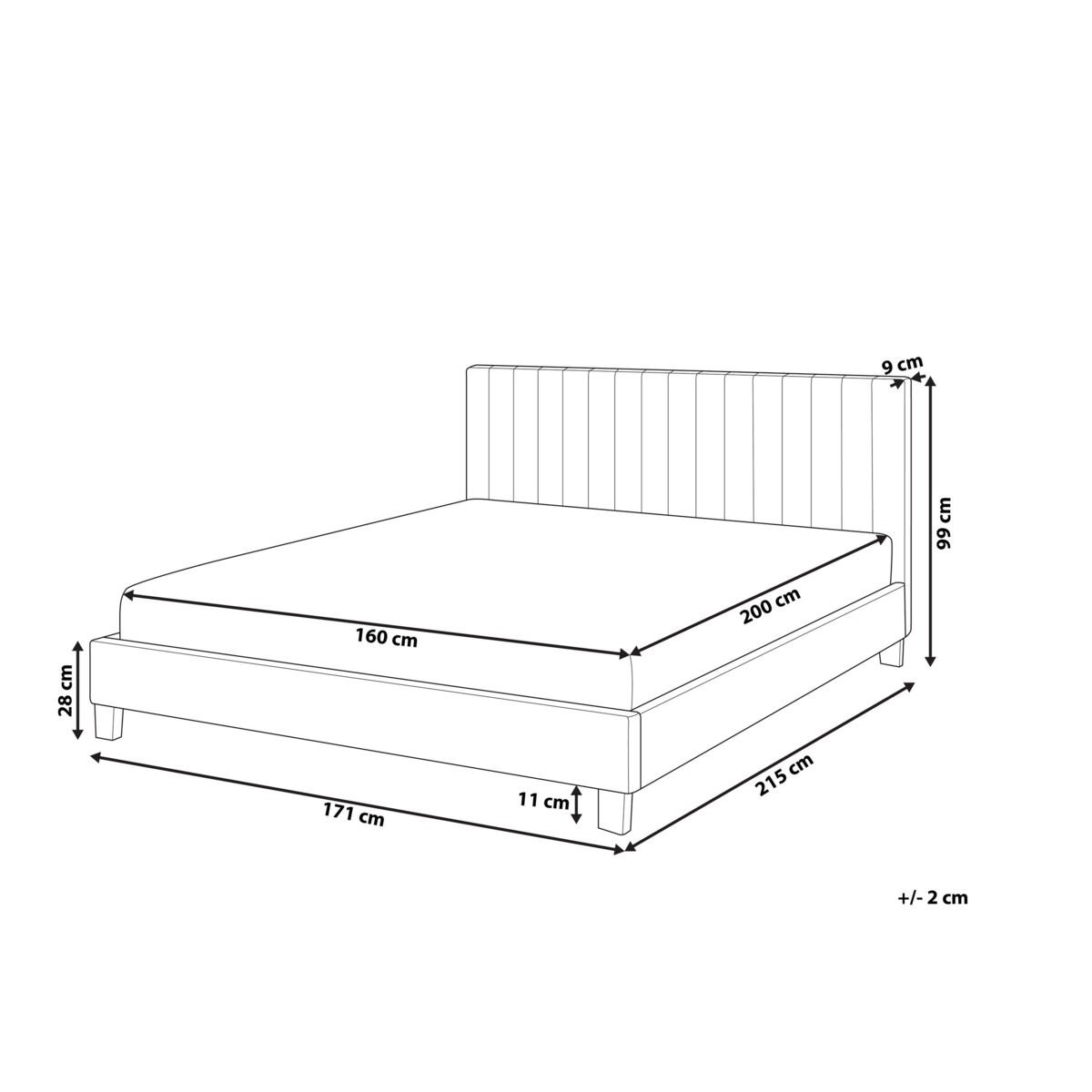 Łóżko tapicerowane 160 x 200 cm jasnoszare POITIERS