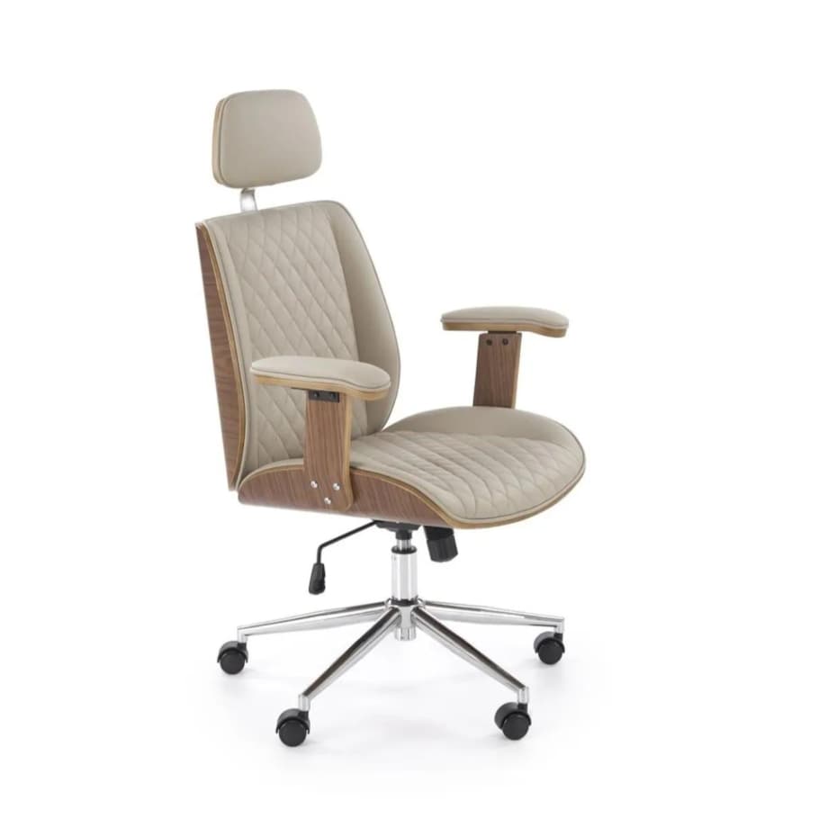 Fotel biurowy TIMBER beżowy/orzechowy