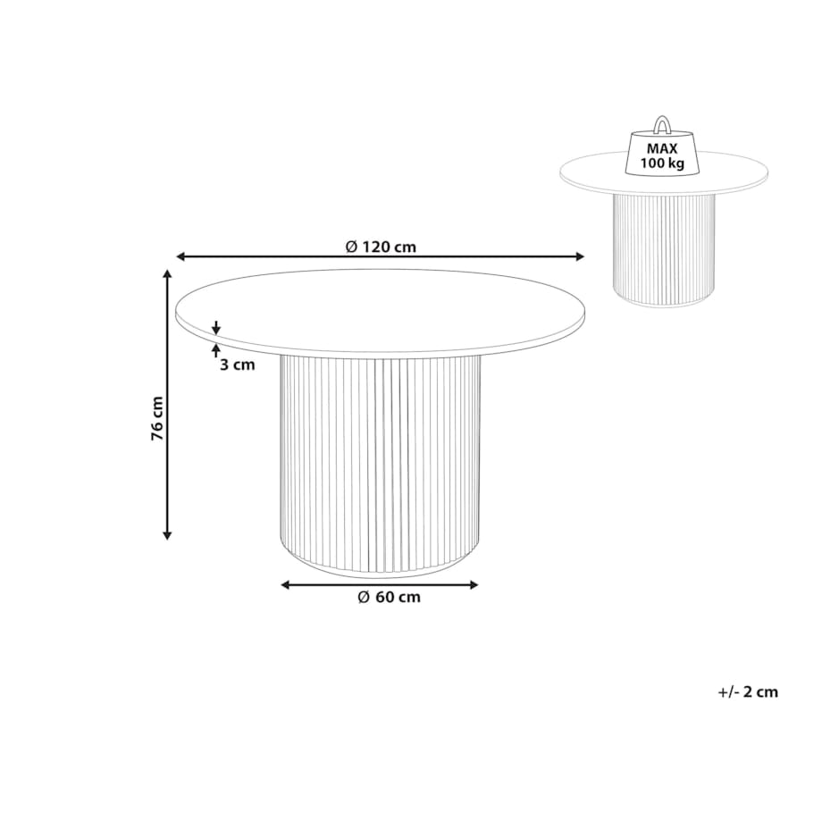 Stół do jadalni okrągły ⌀ 120 cm jasne drewno VISTALLA