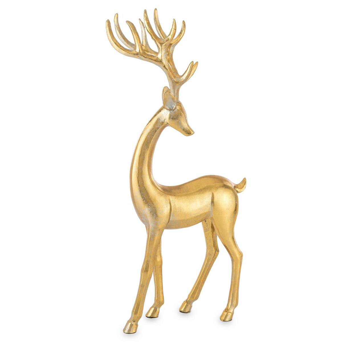 Dekoracja - stojący złoty renifer 37x19 cm