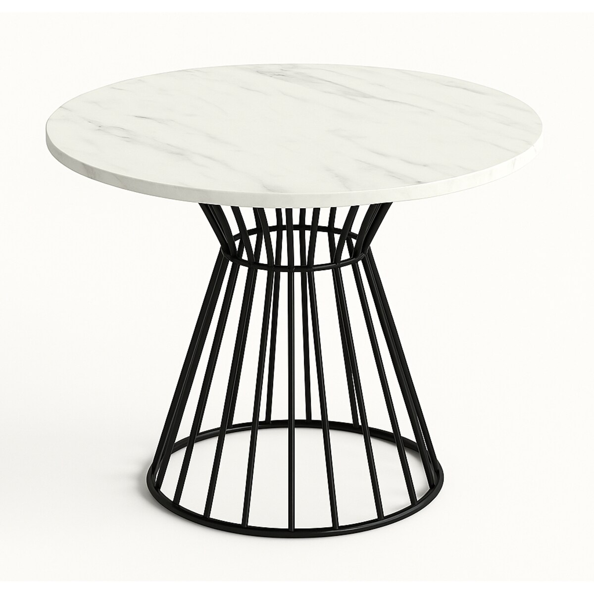 Okrągły stół Reo do salonu z metalową podstawą, blat 75 cm- jasny marmur