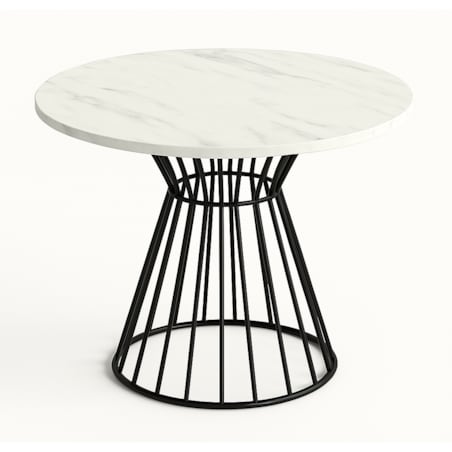 Okrągły stół Reo do salonu z metalową podstawą, blat 75 cm- jasny marmur