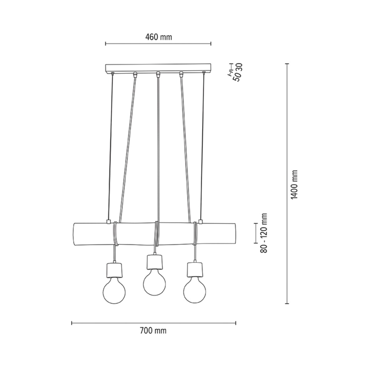 Drewniana Lampa Wisząca BRITOP Lighting Trabo 3xE27 Max.60W Sosna Szara FSC z Akcentem Czerni, Polski Producent, 1 szt.