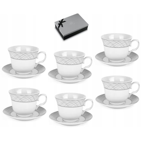 W PUDEŁKU Komplet filiżanek do kawy ze spodkami 250 ml NA PREZENT 6szt box