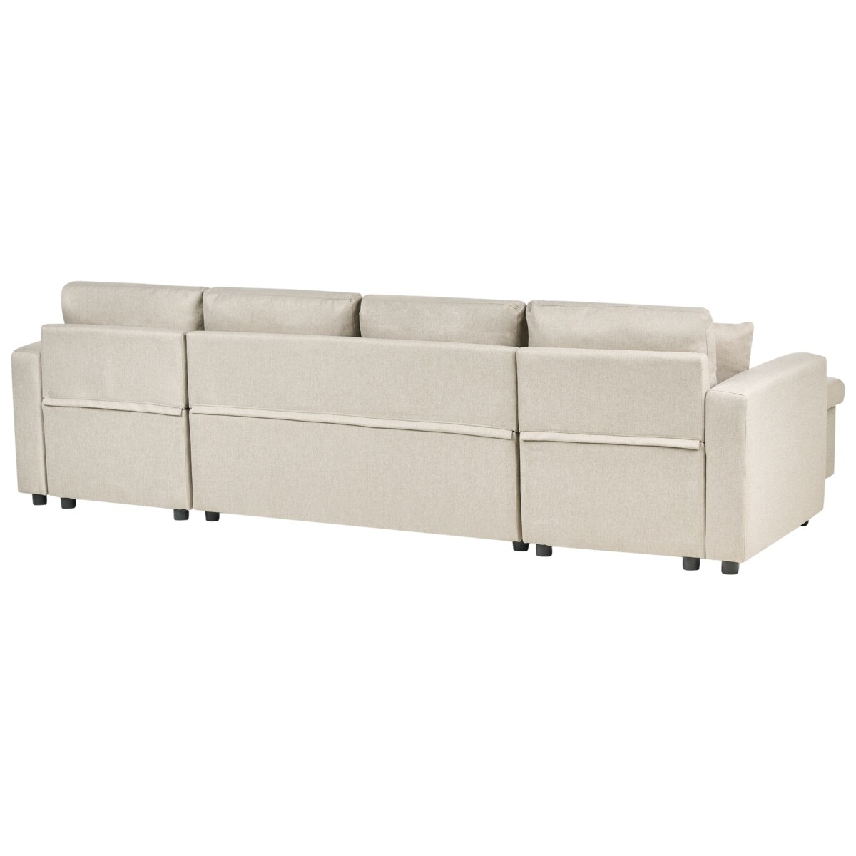 Sofa rozkładana w kształcie U SOMMEN Jasnobeżowy ze schowkiem dla 5 osób
