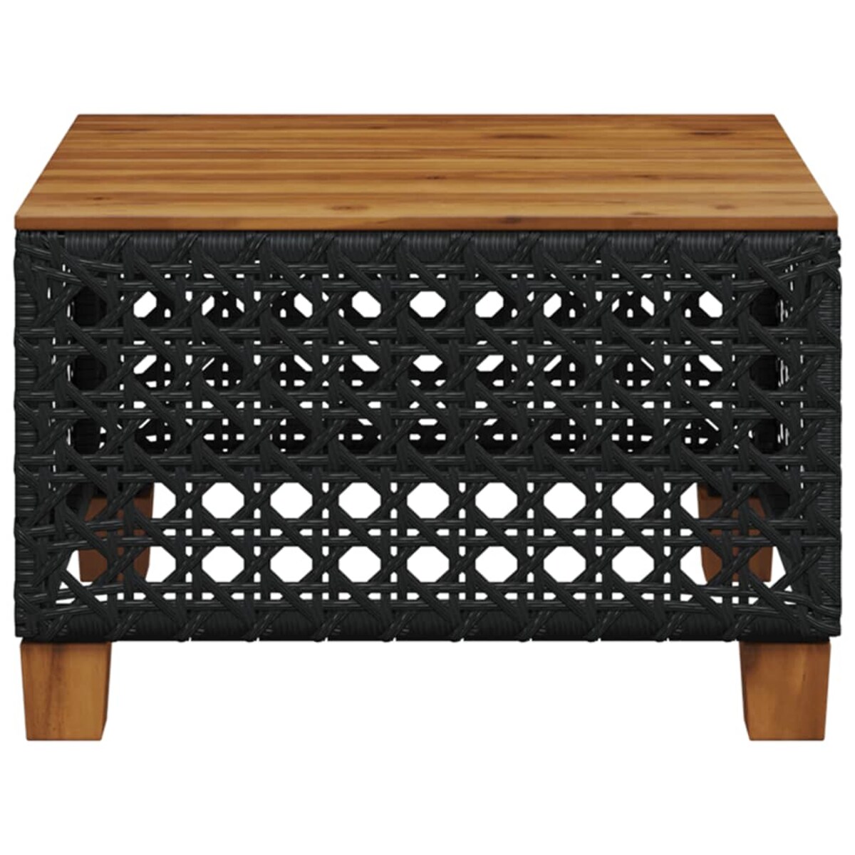 vidaXL Stolik ogrodowy, czarny, 55x55x36 cm, polirattan i akacja