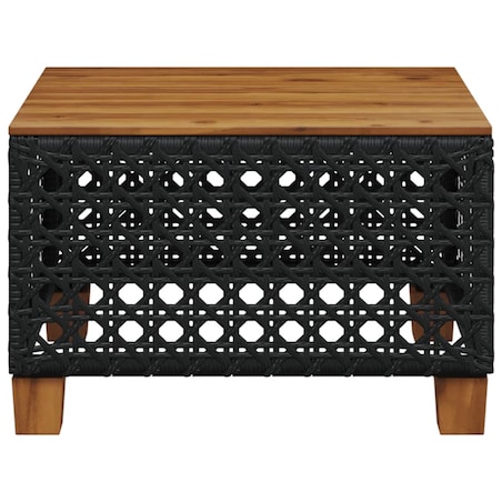 vidaXL Stolik ogrodowy, czarny, 55x55x36 cm, polirattan i akacja
