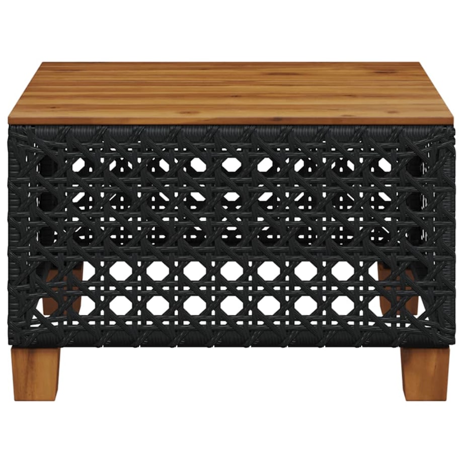 vidaXL Stolik ogrodowy, czarny, 55x55x36 cm, polirattan i akacja