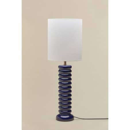 Lampa stołowa ceramiczno-lniana Boreto 75 cm dark blue