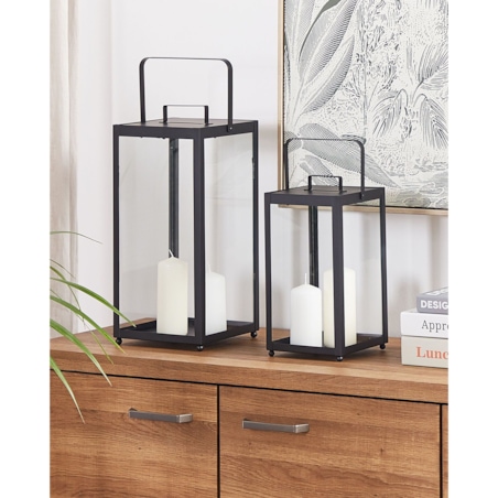 Lampion metalowy 30 cm czarny LEPAR