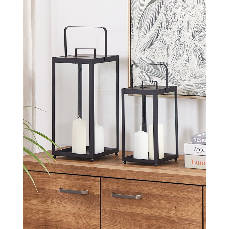 Lampion metalowy 30 cm czarny LEPAR