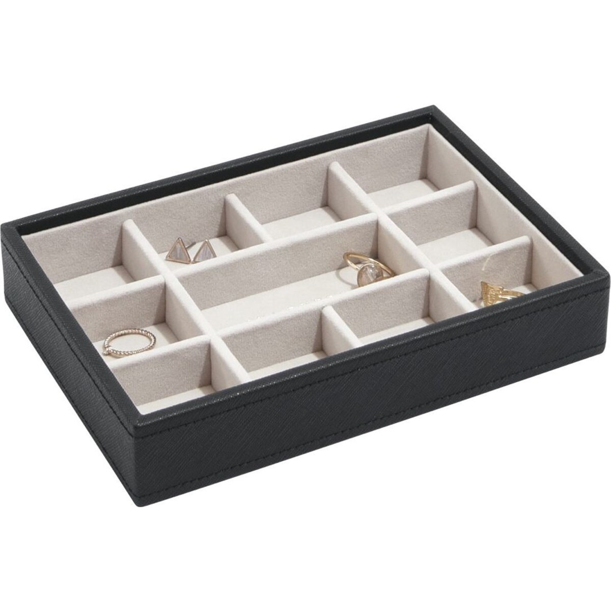 Szkatułka na biżuterię Stackers 11 komorowa mini czarna velvet