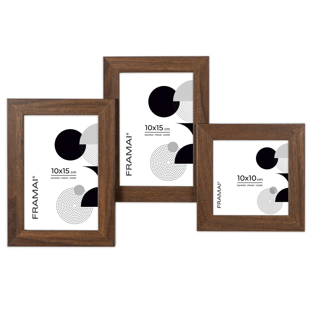 Multirama ramka na zdjęcia. Brązowa multirama na trzy zdjęcia 10x15 cm 10x10 cm Ramka na zdjęcia 3 w 1 MULTI HEN 4 FRAMAI