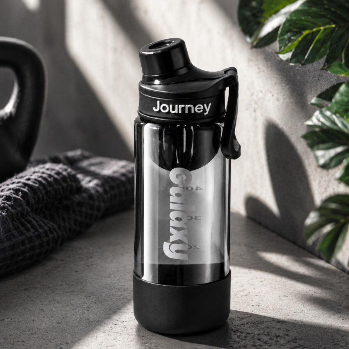 Butelka na wodę z uchwytem, sportowy bidon z miarką 800ML GALAXY czarny, BD71CZ