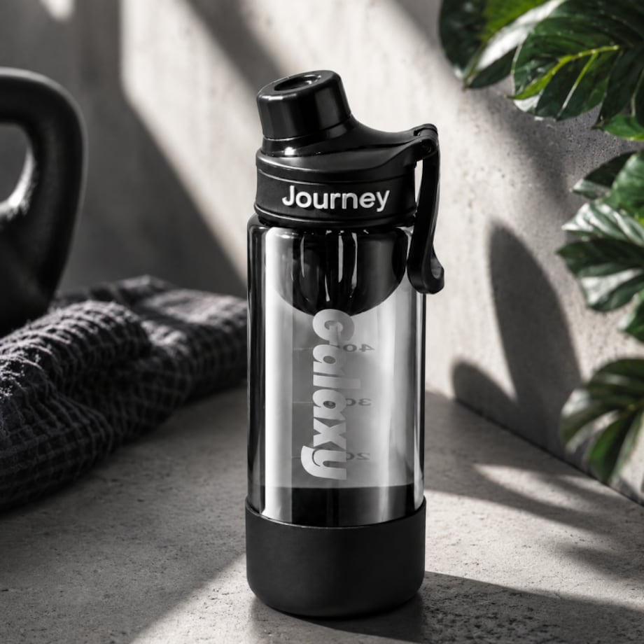 Butelka na wodę z uchwytem, sportowy bidon z miarką 800ML GALAXY czarny, BD71CZ