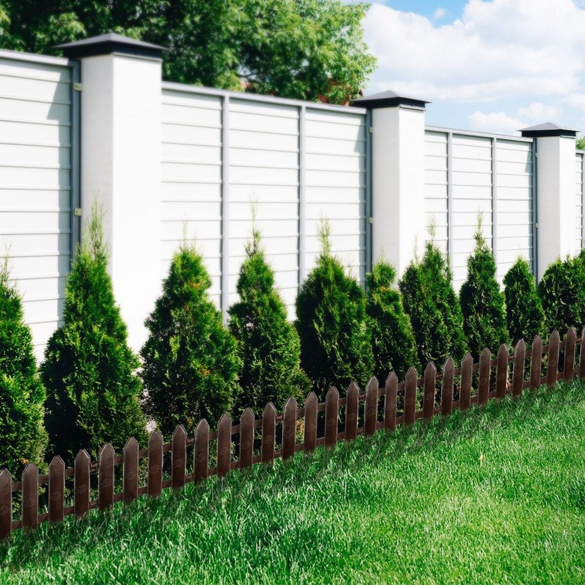 Palisada płotek ogrodowy obrzeże zestaw brązowy 10 szt. 200 cm 20x15 cm